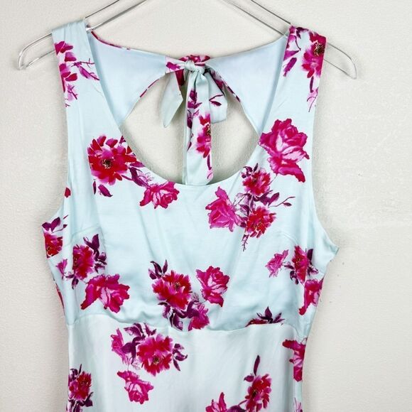 Favorite Daughter Maxi Floral Satin Dress Scoop Neck Size 14 - Picture 4 of 8